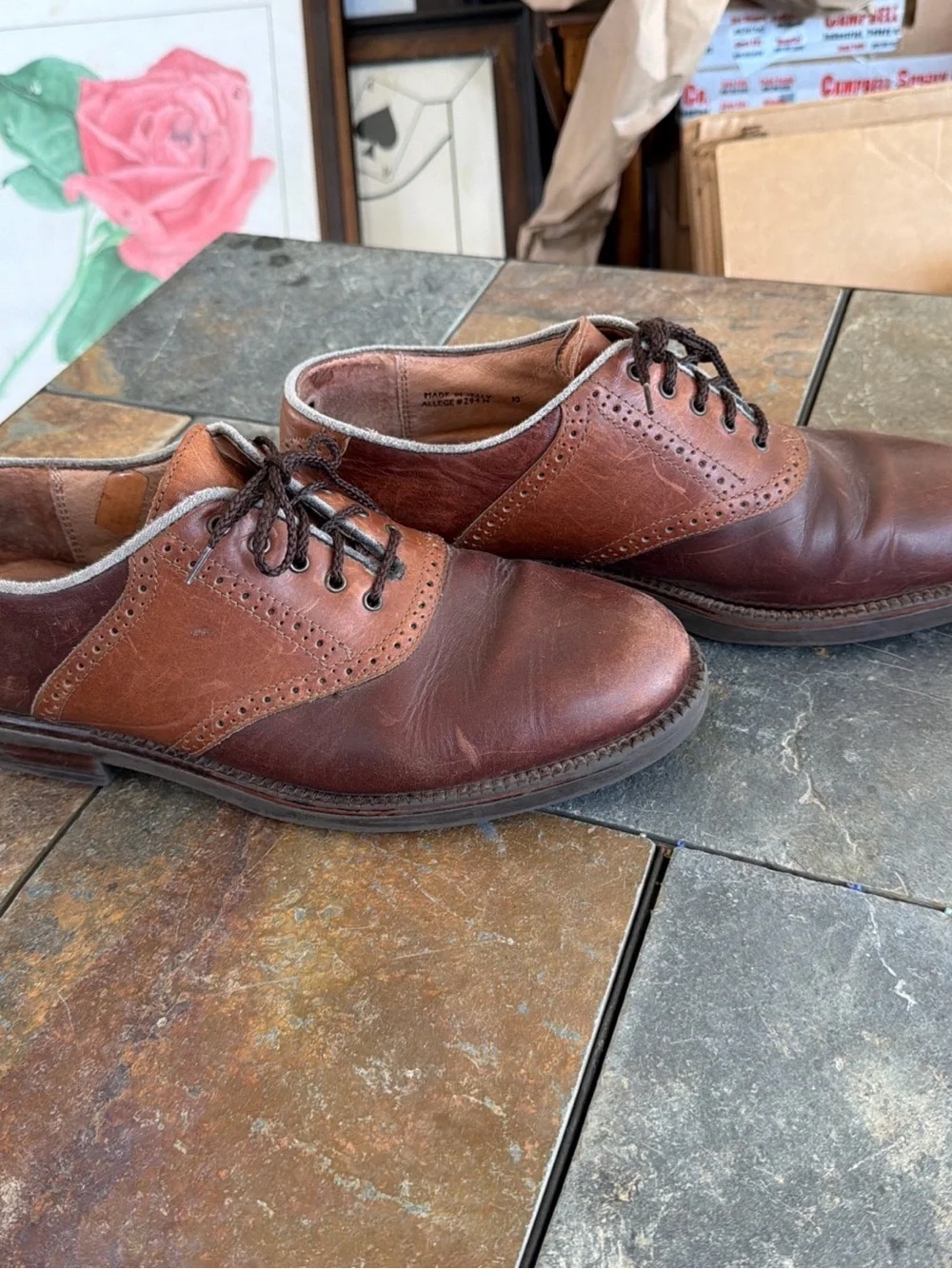Croft & Barrow Men's Brown Italian Leather Lace-Up Oxfords Shoes Size 10